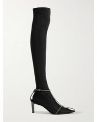 Jil Sander - Stretch-Mesh And Leather Knee Boots - Lyst