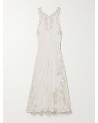 Isabel Marant - Jadel Midikleid Aus Satin Aus Einer Seidenmischung Mit Guipure-Spitzeneinsätzen Und Rückenausschnitt - Lyst