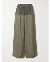 St. Agni - Splice Pinstriped Twill And Cotton-Blend Poplin Wide-Leg Pants - Lyst