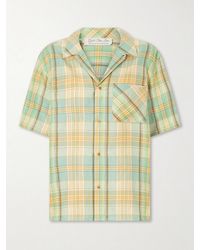 God's True Cashmere - Lime Moss Checked Linen Shirt - Lyst