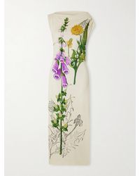 Oscar de la Renta - Draped Printed Jersey Midi Dress - Lyst