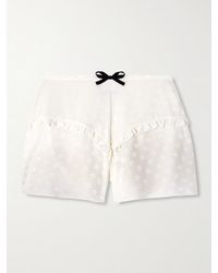 Alessandra Rich - Bow-Embellished Floral-Jacquard Silk-Satin Shorts - Lyst