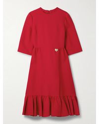 Valentino Garavani - Embellished Wool And Silk-Blend Crepe Midi Dress - Lyst