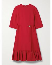 Valentino Garavani - Midikleid Aus Crêpe Aus Einer Woll-Seidenmischung Mit Verzierungen - Lyst