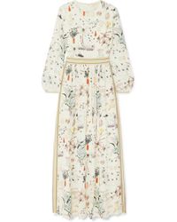 Tory Burch Floral-print Silk Crepe De Chine Maxi Dress - White