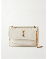 Saint Laurent - Niki Mini Cassandre-Embellished Crinkled-Leather Shoulder Bag - Lyst