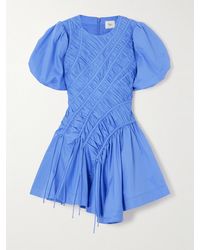 Aje. - Wisteria Asymmetrisches Minikleid Aus Baumwollpopeline Mit Raffungen Und Falten - Lyst