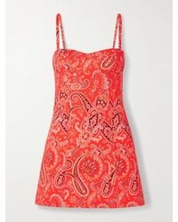 Cara Cara - Claudine Paisley-Print Denim Mini Dress - Lyst