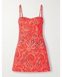 Cara Cara - Claudine Paisley-Print Denim Mini Dress - Lyst