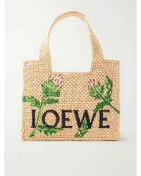 Loewe - Paula's Ibiza Small Embroidered Raffia Tote - Lyst