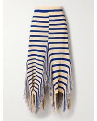 Proenza Schouler - Yves Asymmetric Fringed Striped Knitted Maxi Skirt - Lyst