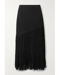 Proenza Schouler Fringed Cotton-blend Midi Skirt - Black