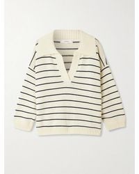 FRAME - The Striped Easy Cotton-Blend Polo Sweater - Lyst