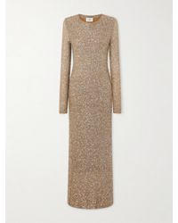 Saint Laurent - Sequined Knitted Maxi Dress - Lyst