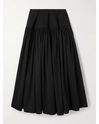 Alaïa - Gathered Cotton-Poplin Maxi Skirt - Lyst