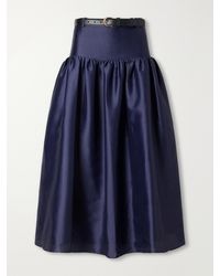 Self-Portrait - Gathered Taffeta Midi Skirt - Lyst