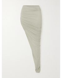 Rick Owens - Asymmetric Ruched Stretch-Jersey Skirt - Lyst