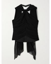 Posse - Solene Scarf-Detailed Ruched Chiffon Halterneck Top - Lyst