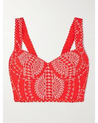 Charo Ruiz - Haut Façon Corset En Coton Mélangé À Broderie Anglaise Goldie - Lyst