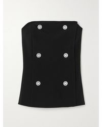 L'Agence - Fay Strapless Crystal-Embellished Woven Bustier Top - Lyst