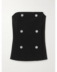L'Agence - Fay Strapless Crystal-Embellished Woven Bustier Top - Lyst