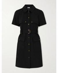 Burberry - Belted Wool-Twill Midi Shirt Dress - Lyst