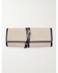 Liffner - Belted Leather-Trimmed Canvas Clutch - Lyst