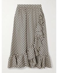 Valentino Garavani - Ruffled Wrap-Effect Polka-Dot Silk-Twill Midi Skirt - Lyst