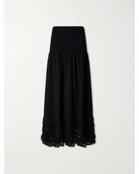 Ulla Johnson - Leona Crochet-Trimmed Ribbed Midi Skirt - Lyst