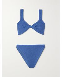 Hunza G - Juno Twist-Front Metallic Seersucker Bikini - Lyst
