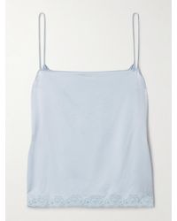 The Row - Kilari Cotton-Blend Lace-Trimmed Silk-Charmeuse Camisole - Lyst
