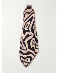 PUCCI - Asymmetric Printed Silk-Twill Halterneck Dress - Lyst