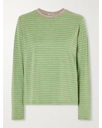 AURALEE - Striped Wool-Jersey T-Shirt - Lyst