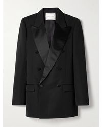 Veronica de Piante - Evelyn Satin-Trimmed Grain De Poudre Wool Blazer - Lyst