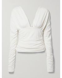 Interior - The Vera Ruched Cotton-Jersey Top - Lyst