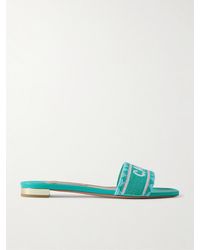 Aquazzura - Capri Beaded Leather Slides - Lyst