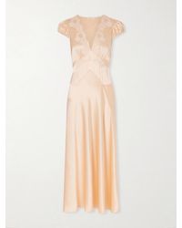 Doen - Coraline Corded Lace-Trimmed Silk-Satin Midi Dress - Lyst