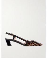 Roger Vivier - Belle Vivier 45 Patent Leather-Trimmed Leopard-Print Pony Hair Slingback Pumps - Lyst