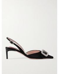 Roger Vivier - Dorsay 55 Crystal-Embellished Satin Slingback Pumps - Lyst