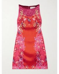 Saloni - Alba-B Printed Silk-Blend Satin Mini Dress - Lyst