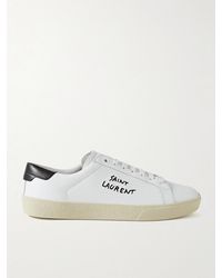 Saint Laurent - Court Classic Sl/06 Logo-Embroidered Leather Sneakers - Lyst