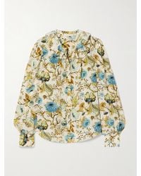 Ulla Johnson - Blouse En Crêpe De Chine De Soie À Imprimé Fleuri Et À Volants Vernon - Lyst