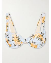 Agua Bendita - Hacienda Valle Pearl-Embellished Floral-Print Bikini Top - Lyst