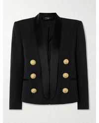 Balmain - Jacke Aus Grain De Poudre Aus Wolle Mit Satinbesätzen Und Zierknöpfen - Lyst