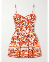 Dolce & Gabbana - Printed Cotton-Poplin Mini Dress - Lyst