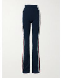 Rabanne - Embroidered Striped Cotton-Blend Bouclé Straight-Leg Pants - Lyst