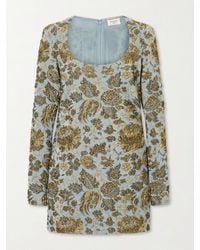 Saint Laurent - Jardin Brocade Mini Dress - Lyst
