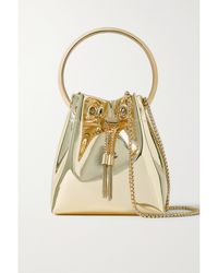 Jimmy Choo - Bon Bon Metallic Mirrored-Leather Bucket Bag - Lyst