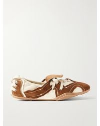 Acne Studios - Bilaria Lace-Up Suede And Leather Ballet Flats - Lyst