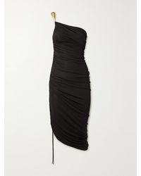 Bottega Veneta - One-Shoulder Asymmetric Embellished Satin-Jersey Midi Dress - Lyst